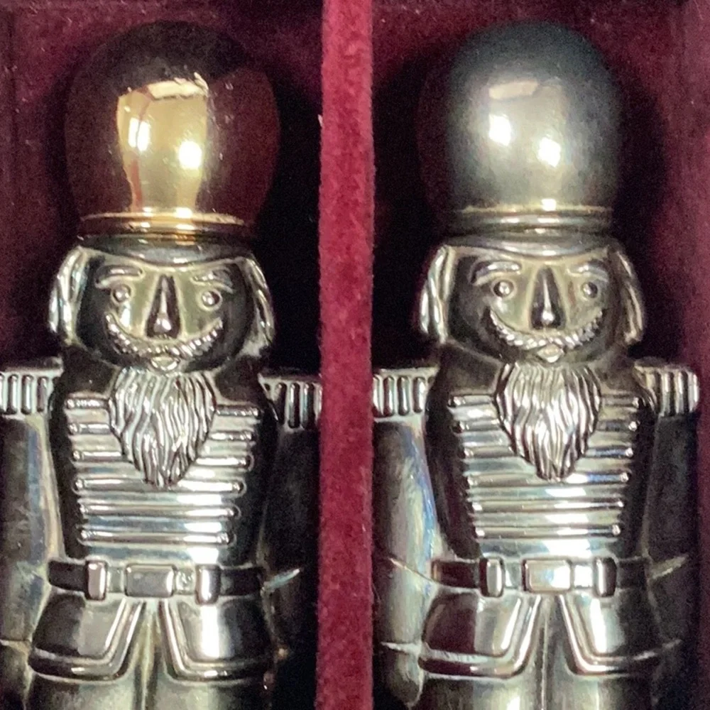 Silver Gallery 1994 Godinger Silver Plated Nutcracker‎ Soldier Set Velvet Box